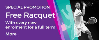 Special Promotion Free Racquet with every new enrolment for a full term 4-13yrs